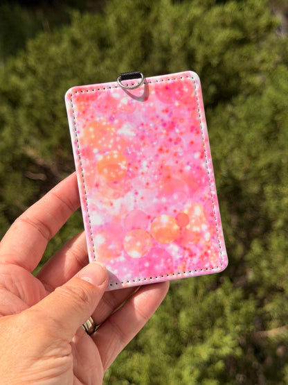 Sparkly Pink Bubbles ID Badge Holder